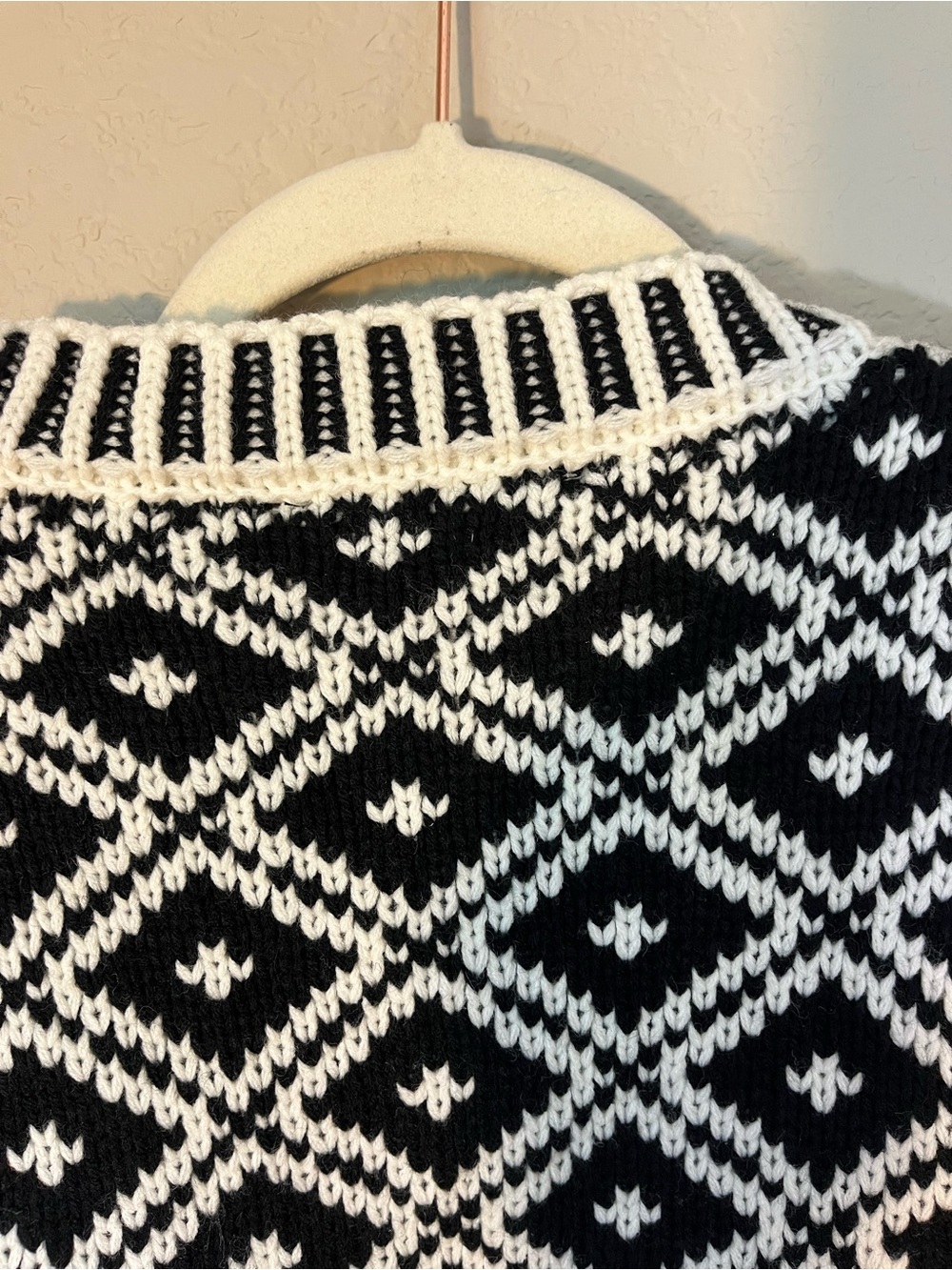 Blue B Collection Black White Knit Cardigan Sweater Geometric Button Front NWT L - Picture 4 of 8